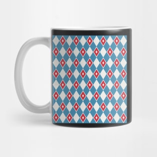 Red White and Blue Harlequin Pattern Mug